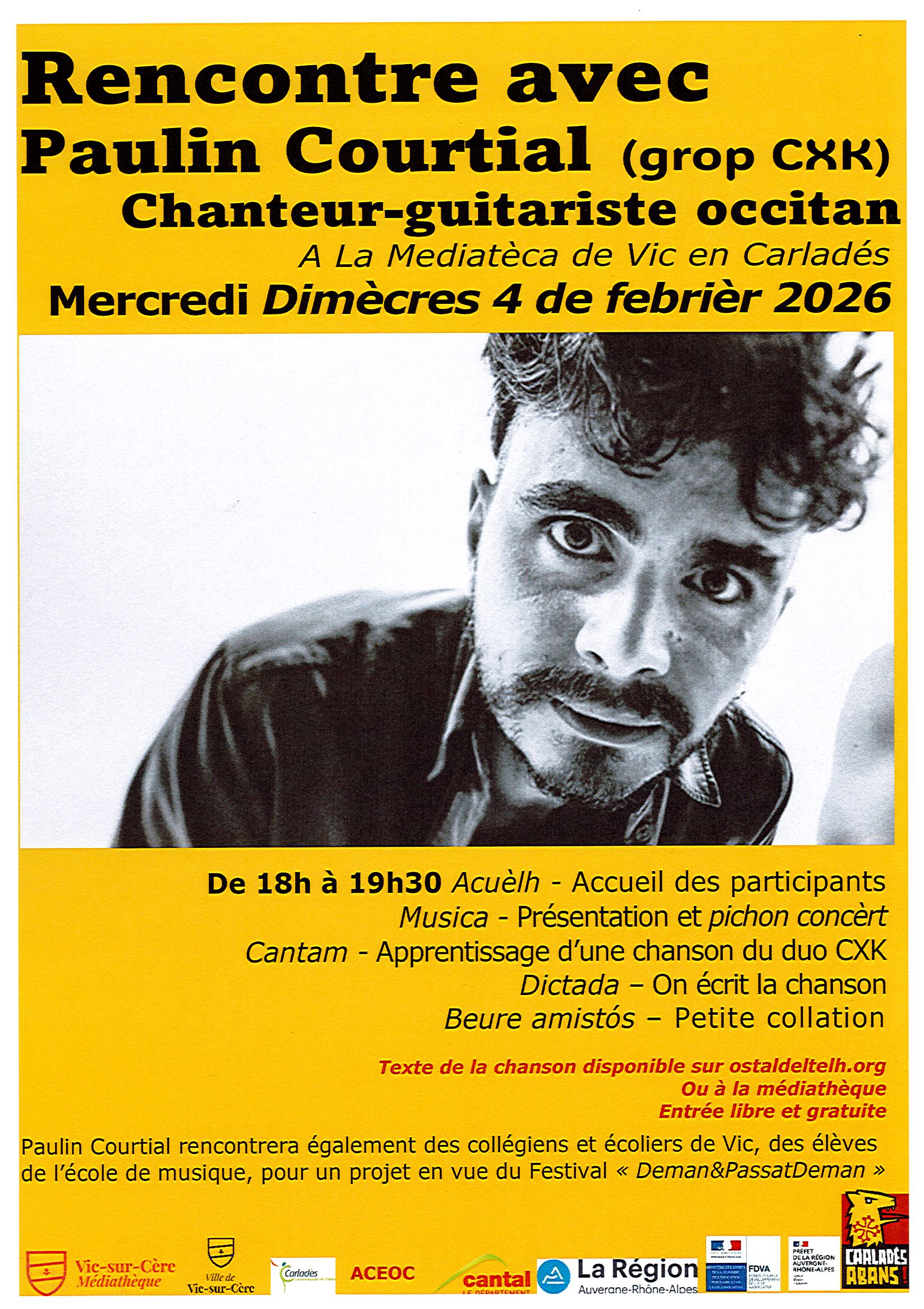 Rencontre avec Paulin COURTIAL – le 4 février de 18h à 19h30